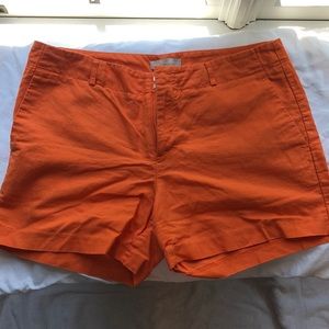 Linen/cotton blend orange shorts
